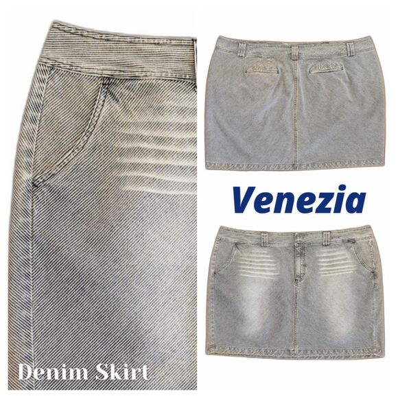 Venezia Dresses & Skirts - Venezia Women Distressed Denim Skirt White Pinstripes Size 28